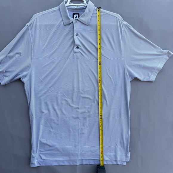 Foot Joy XL Men's Polo Golf Shirt White With Black Pin Stripe - Picture 3 of 7
